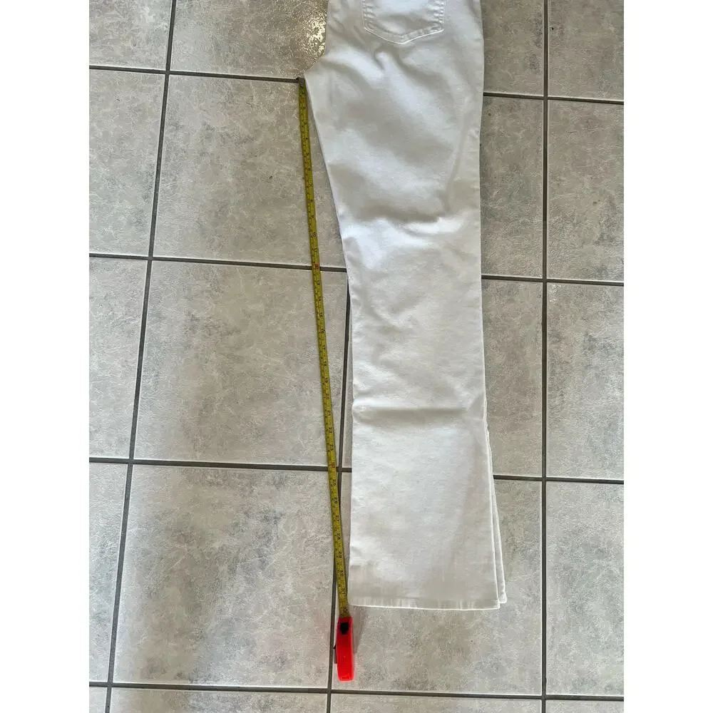 Jen 7 For All Mankind White Slim Bootcut Jean 14 Sculpting Stretch Brass Button - Picture 7 of 7